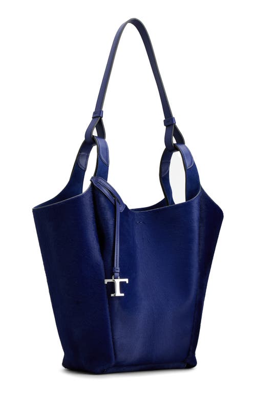 Tod's Small Api Genuine Calf Hair Bucket Bag In Biro/baltic