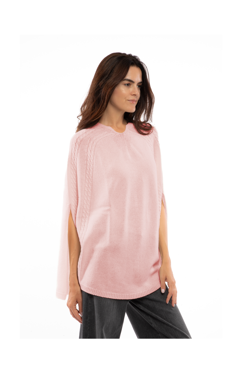 Monticelli Cashmere Pure Cashmere Elegant Cable Knit Poncho, Main, color, Old Rose