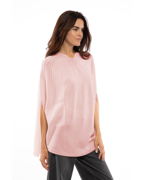 Pure Cashmere Elegant Cable Knit Poncho