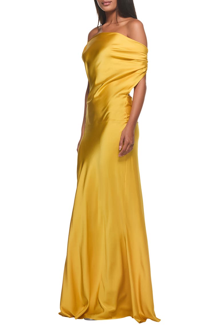 Kahlo Off the Shoulder Satin Maxi Dress, Alternate, color, YELLOW