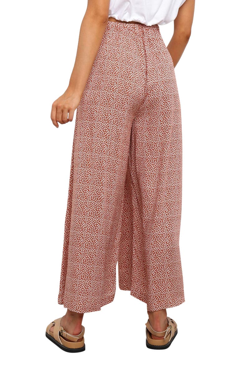 Neveah Floral Print Wide Leg Pants, Alternate, color, RUST