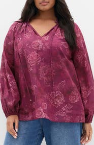 City Chic Eternal Love Print Cotton Top