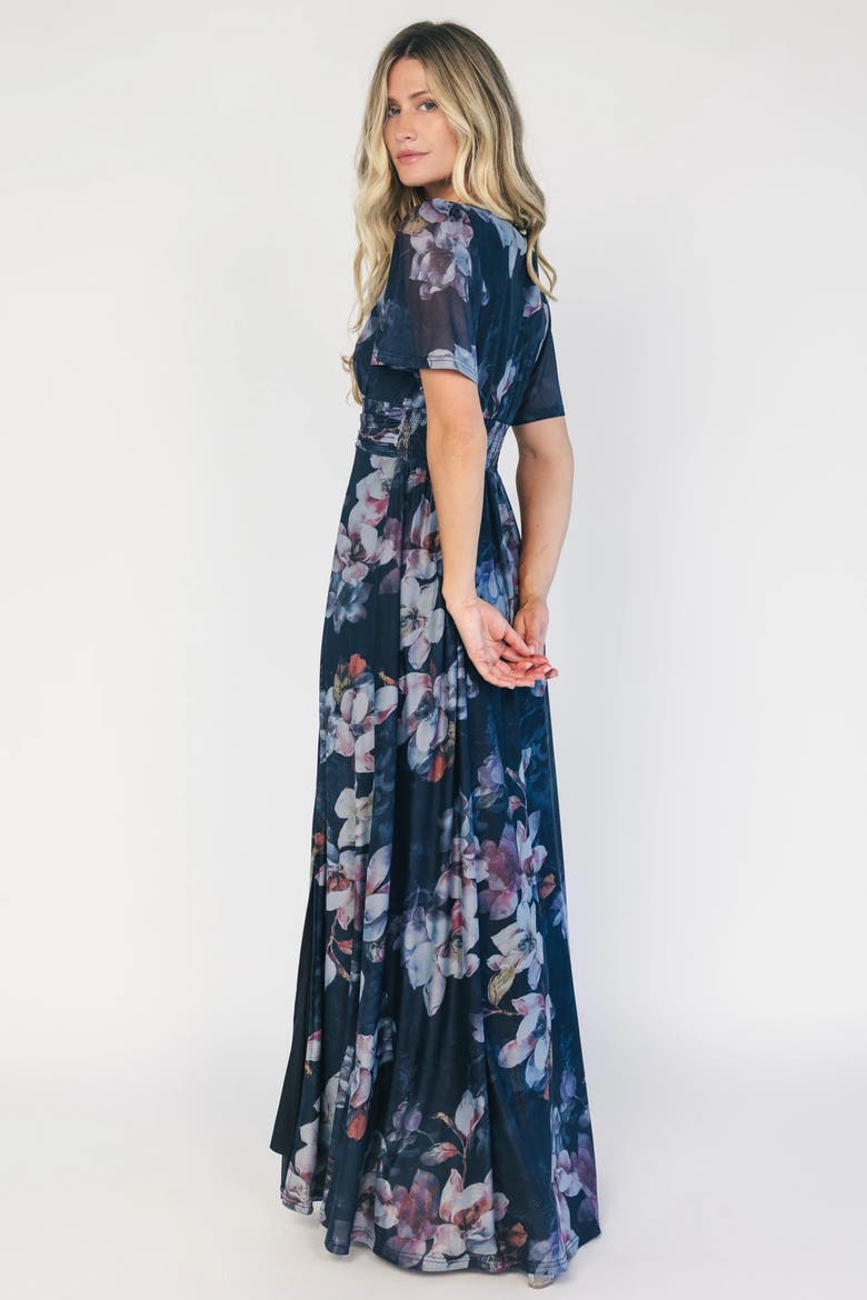 Arianne Mesh Maxi Dress, Alternate, color, Deep Blue Floral