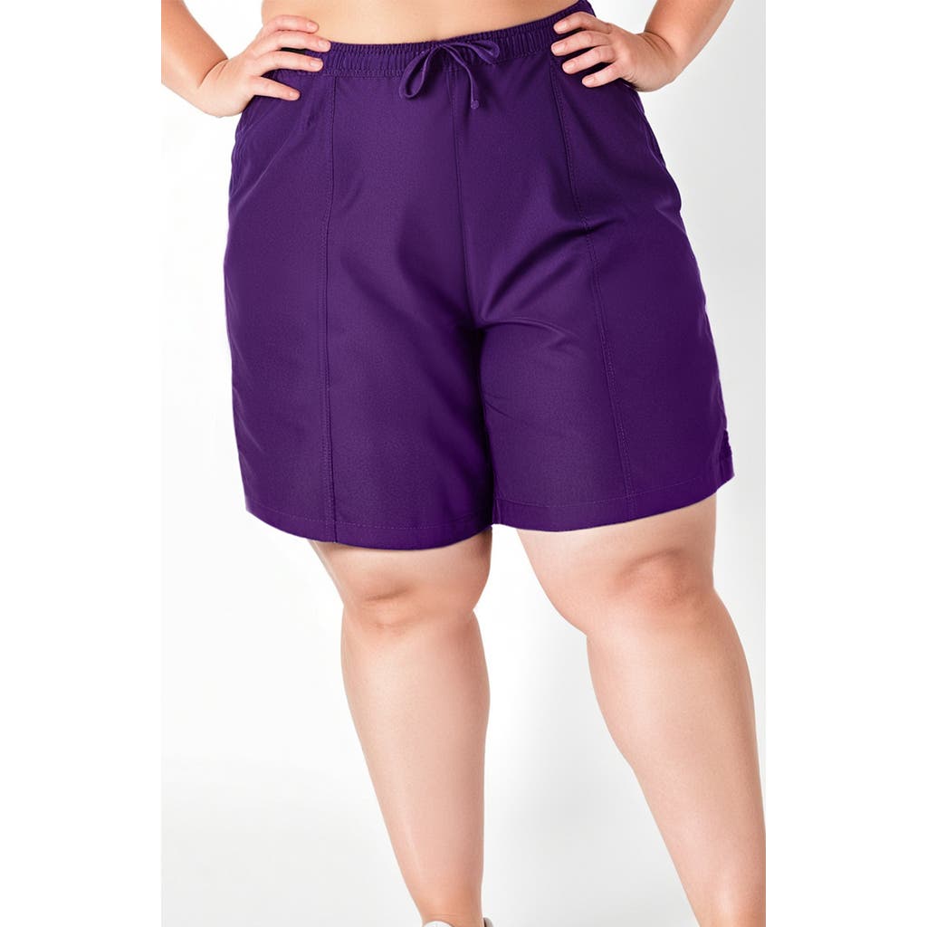 Calypsa Plus Size 7" Board Shorts In Purple