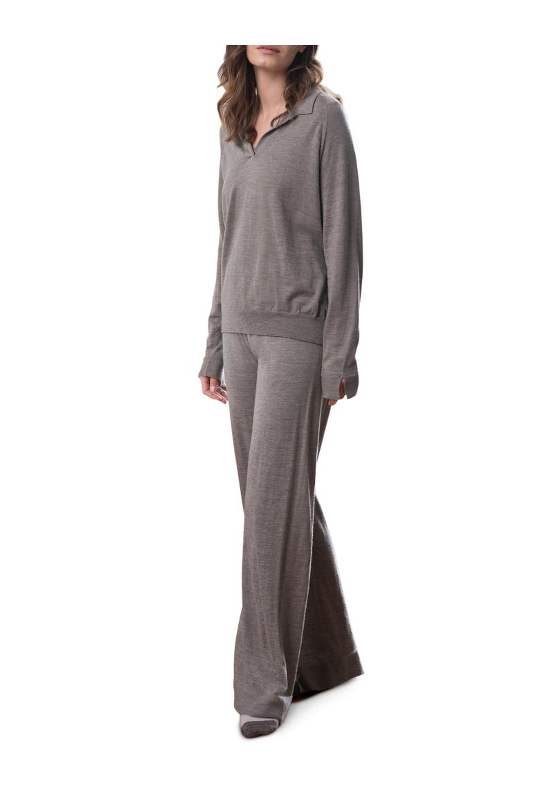 Wide Leg Merino Lounge Pants, Alternate, color, BISCUIT