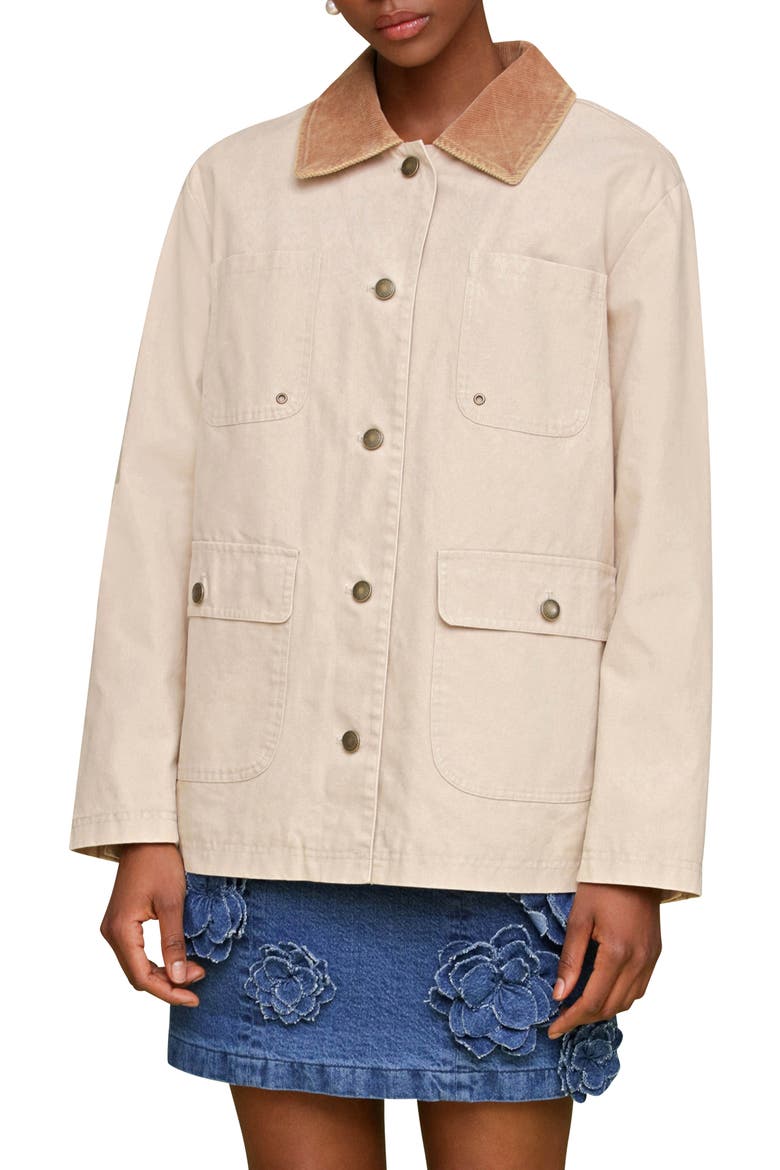 Contrast Collar Barn Jacket, Alternate, color, STONE