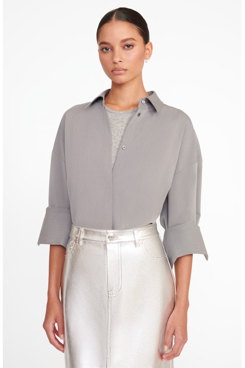 Oaklyn Metallic Faux Leather Skirt, Alternate, color, SILVER