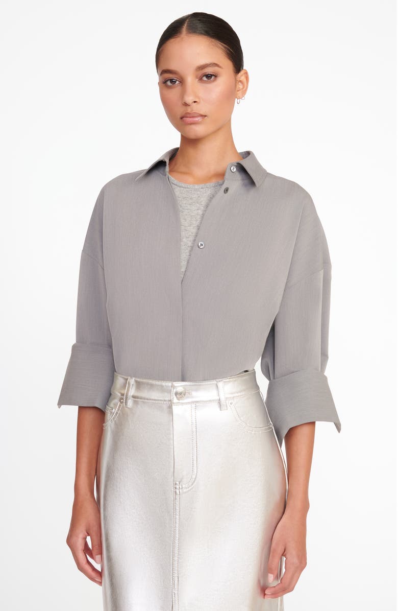 STAUD Oaklyn Metallic Faux Leather Skirt, Alternate, color, 