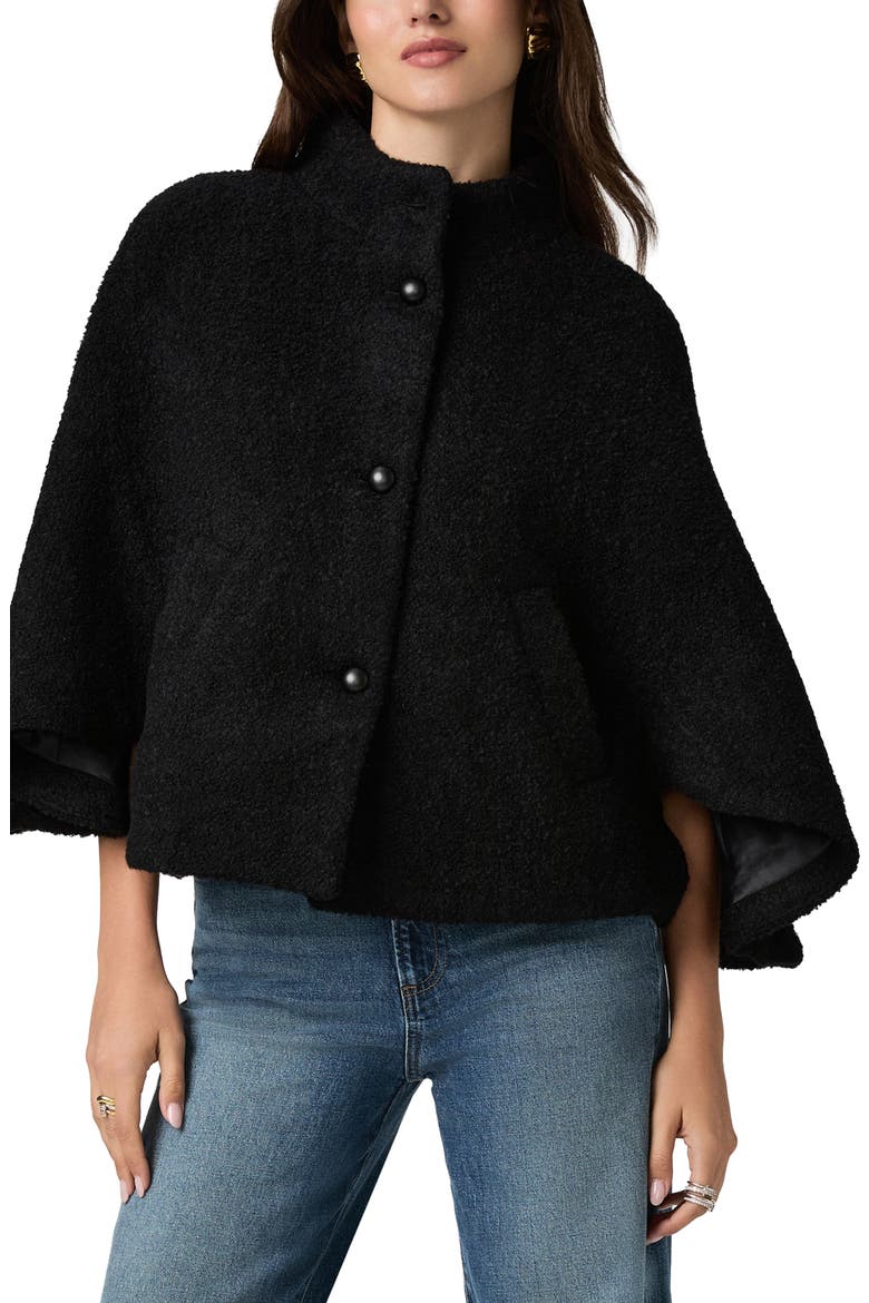 Alberta Wool Blend Cape, Main, color, BLACK