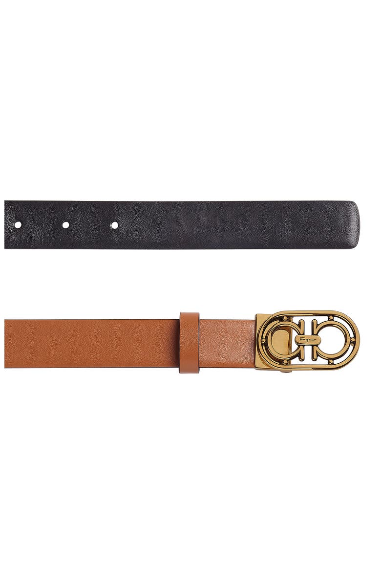 Double Gancio Reversible Leather Belt, Alternate, color, VICUNA NERO