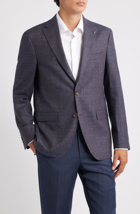 Midland Contemporary Fit Blue Mélange Wool & Silk Blend Sport Coat