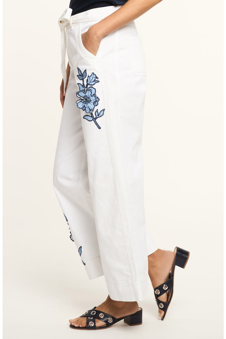 Mylah Floral Appliqué Wide Leg Pants, Alternate, color, WHITE/ MULTI