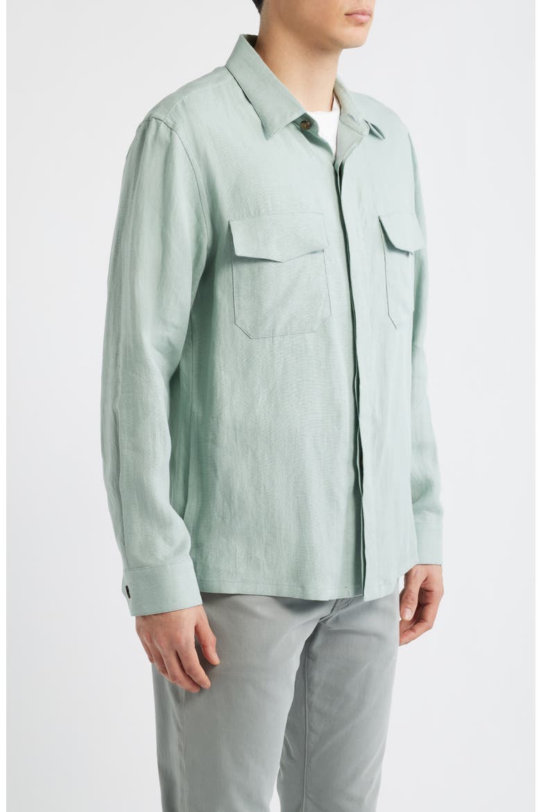 Relaxed Fit Linen Overshirt, Alternate, color, GREEN
