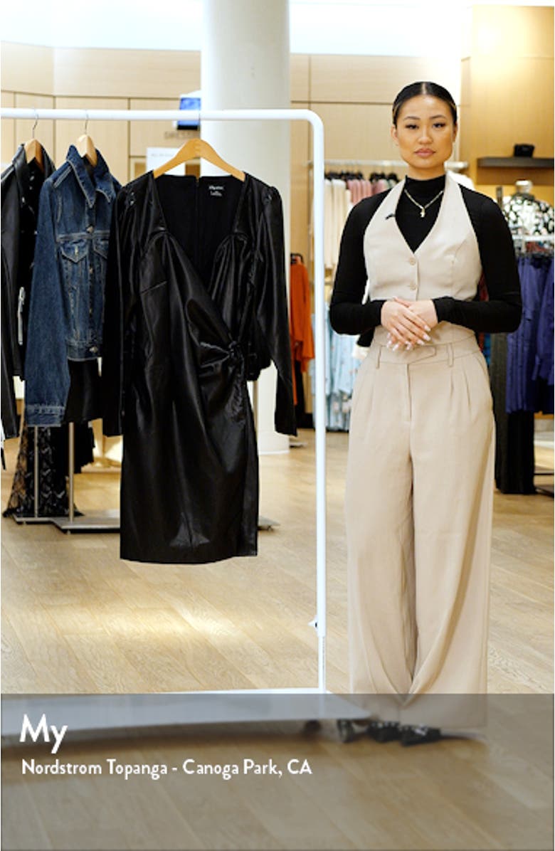 Cindy Long Sleeve Faux Wrap Faux Leather Dress, sales video thumbnail