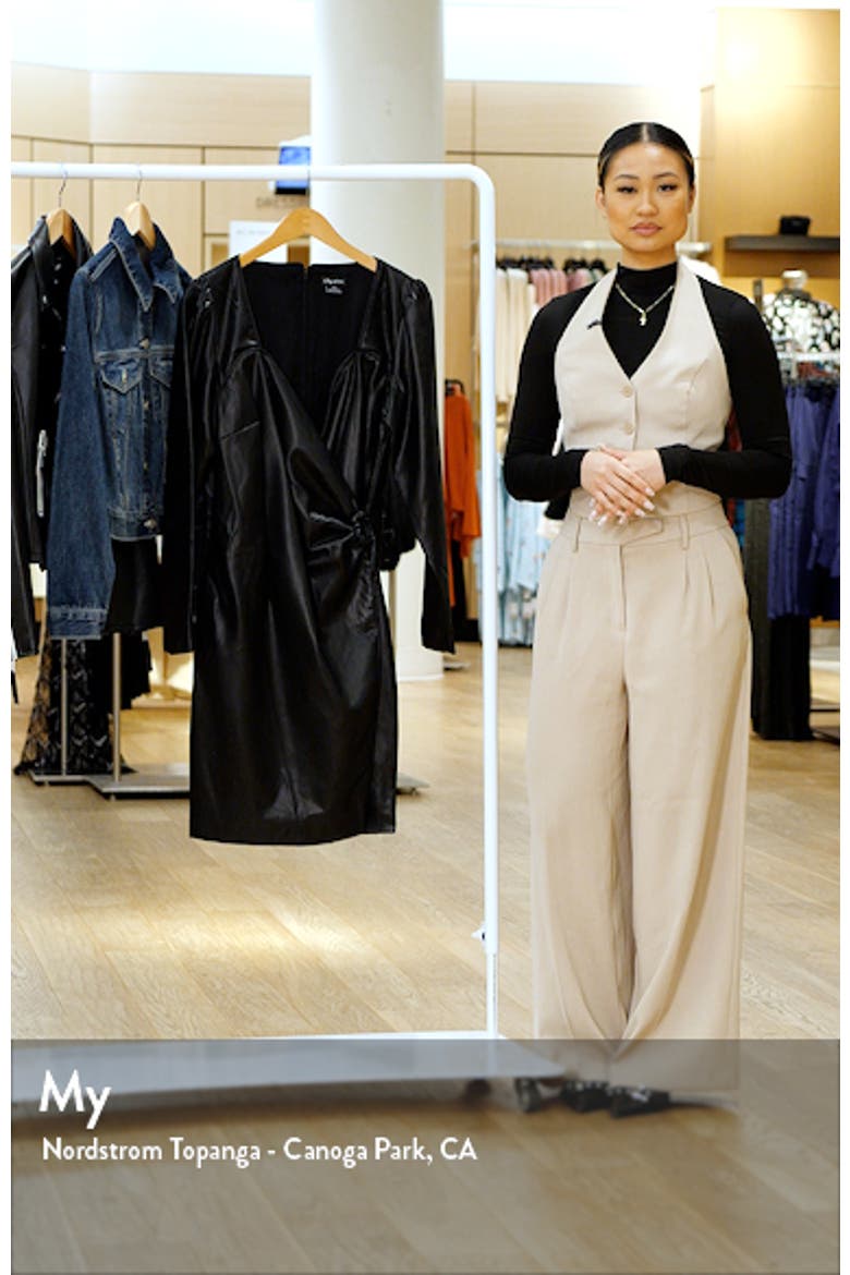 Cindy Long Sleeve Faux Wrap Faux Leather Dress video