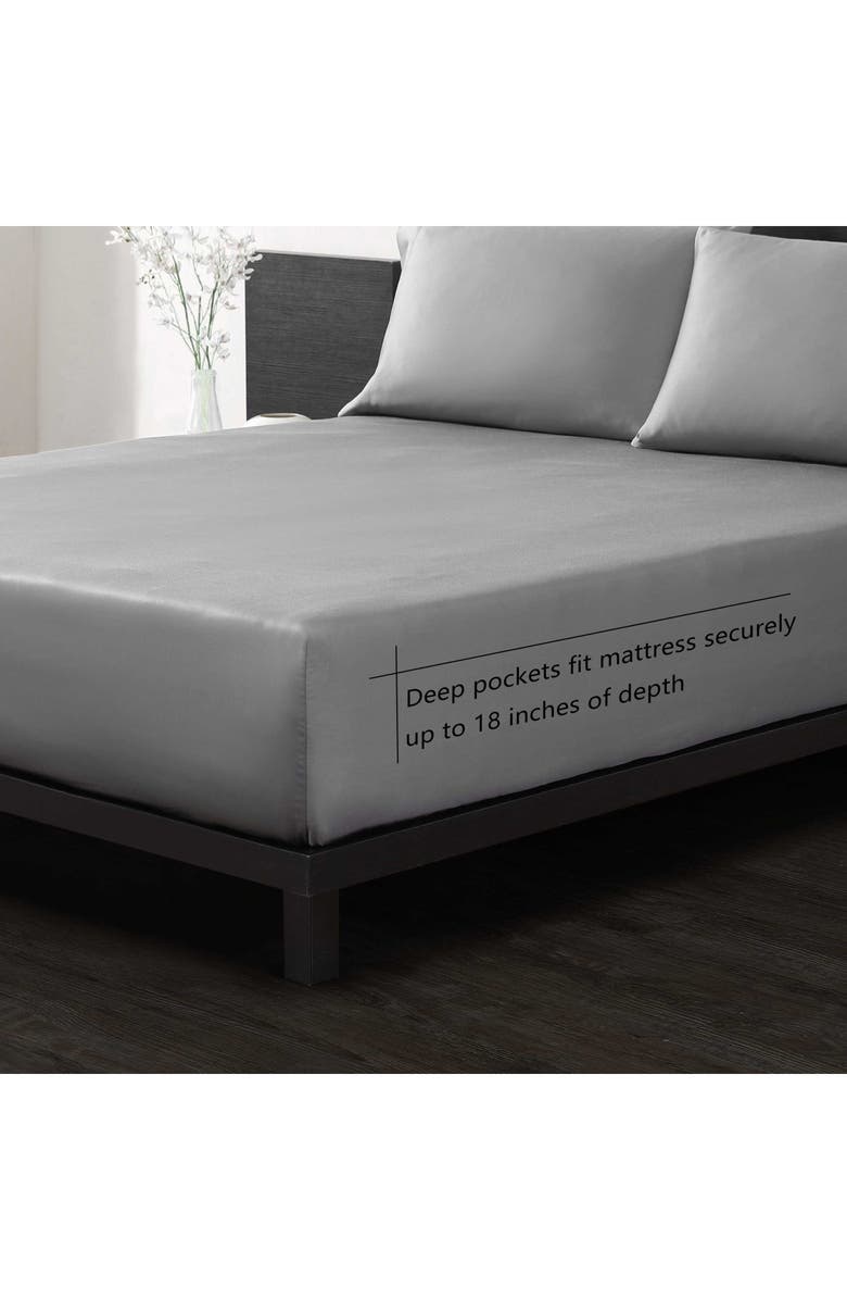 Vera Wang Sateen Sheet Set, Alternate, color, Soft Charcoal
