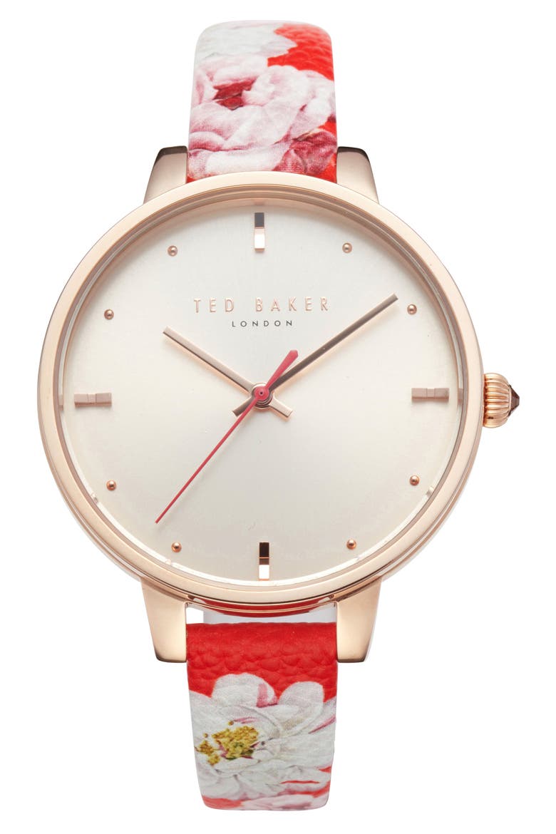 Kate Leather Strap Watch, 36mm, Main, color, ROSE GOLD/ MULTI