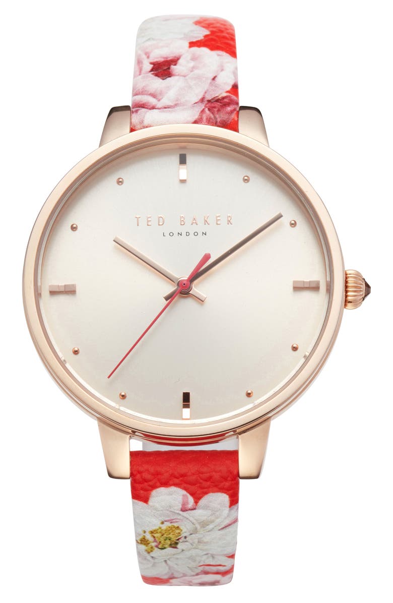 Ted Baker London Kate Leather Strap Watch, 36mm, Main, color, 