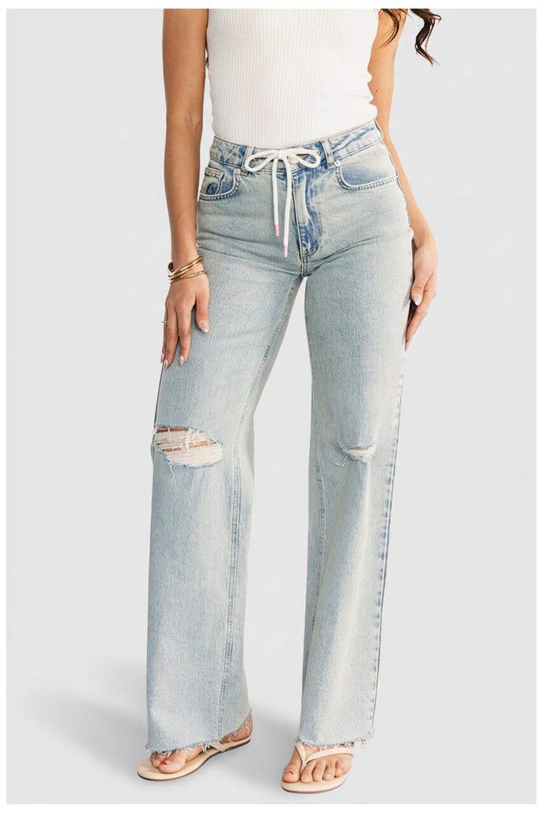 Ronda Mid Rise Ripped Jeans, Main, color, Light Wash