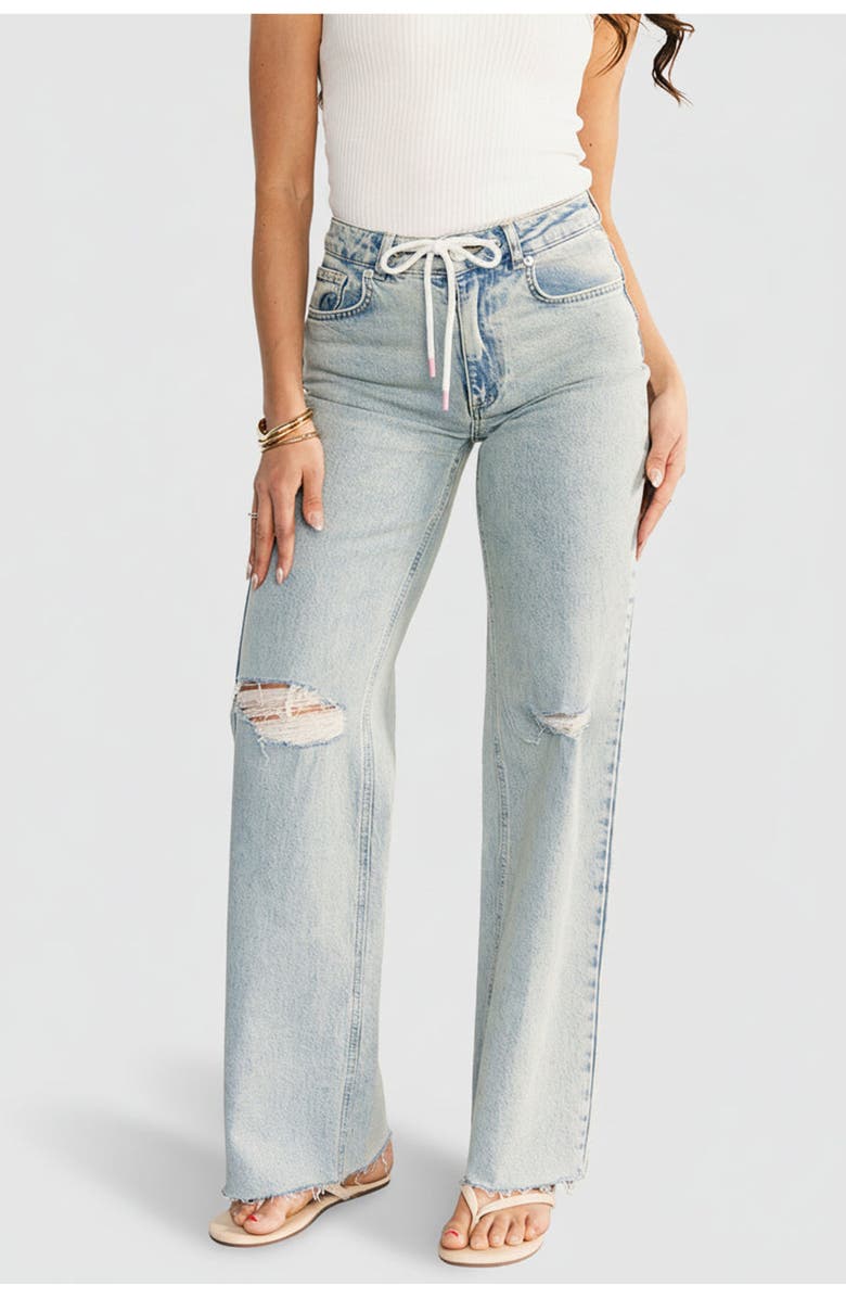 Baltic Børn Ronda Mid Rise Ripped Jeans, Main, color, Light Wash