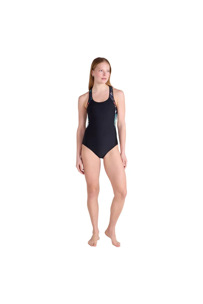 Take The Plunge Floral Swimming One Piece Bathing Suit, Alternate, color, Black