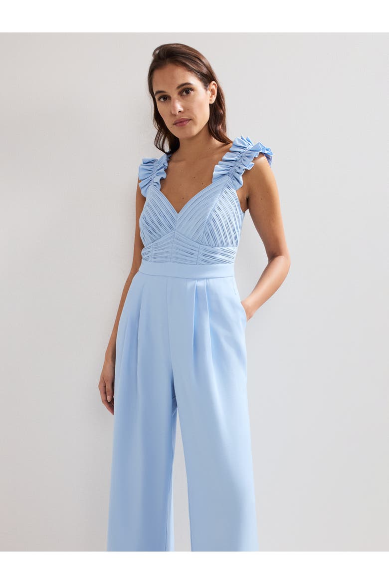 Moira Blue Ruffle Sleeve Jumpsuit, Alternate, color, Blue