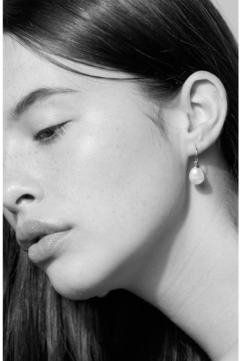 Baroque Cultured Freshwater Pearl Endless Hoop Earrings, Alternate, color, SILVER