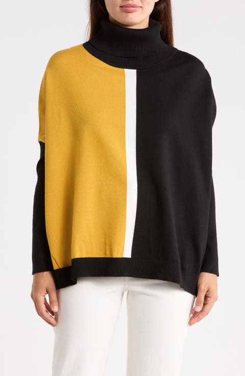 Colorblocked Boxy Turtleneck Sweater
