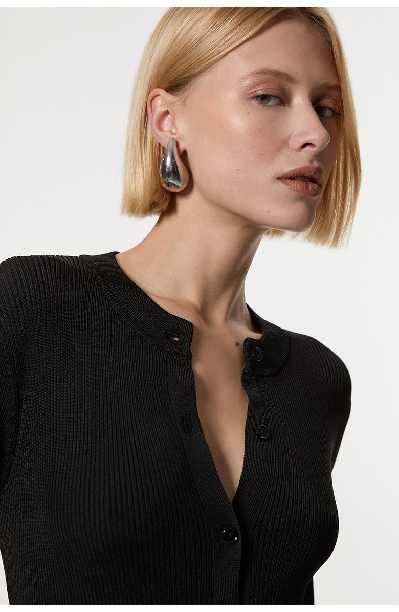 Karen Millen Button Through Ribbed Maxi Dress, Alternate, color, Black