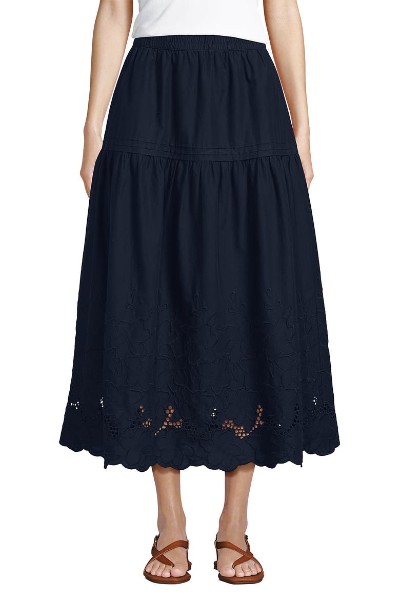 Voile Eyelet Maxi Skirt, Main, color, Radiant Navy