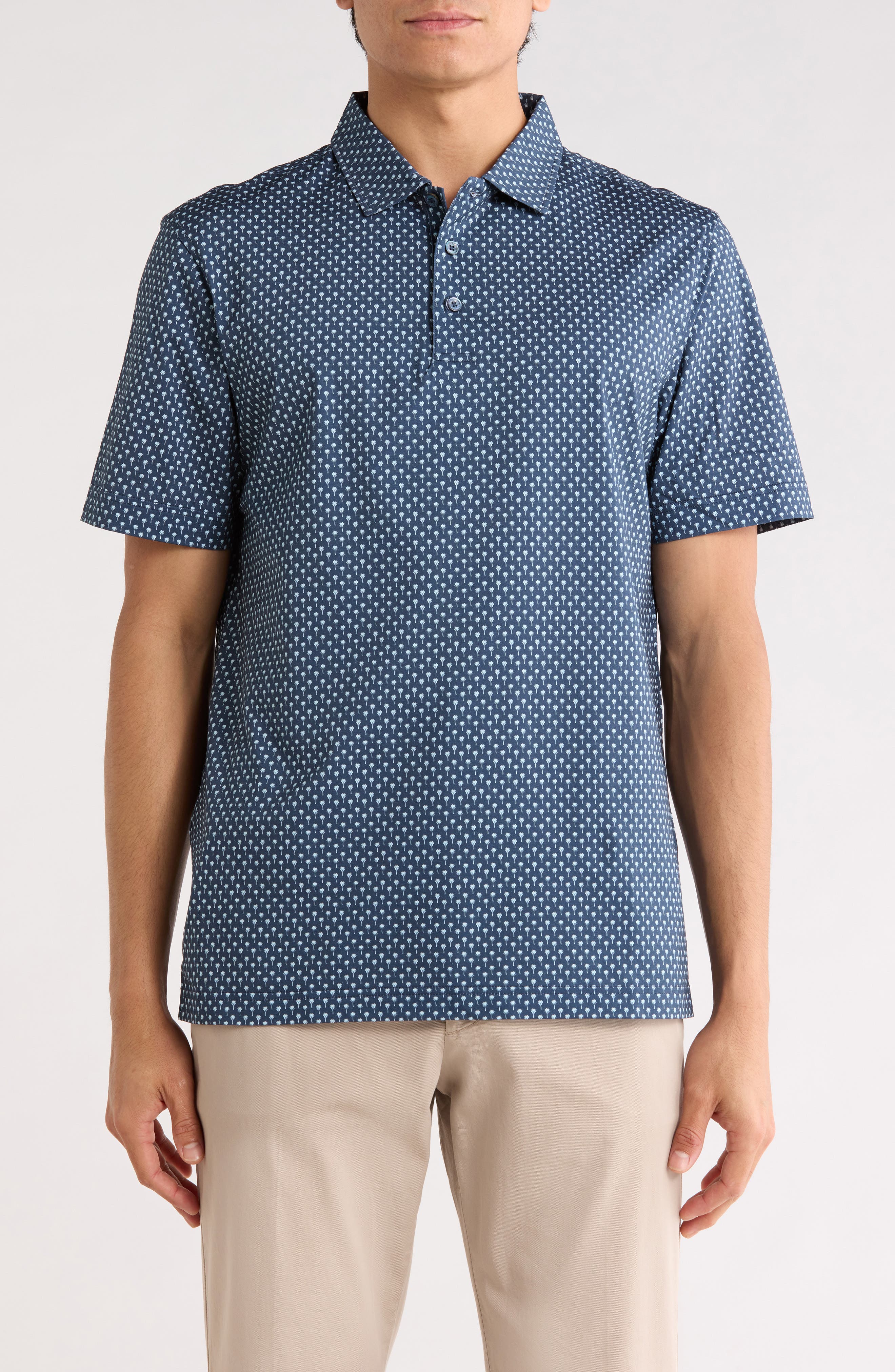 Bugatchi Palm Tree Stretch Cotton Knit Polo
