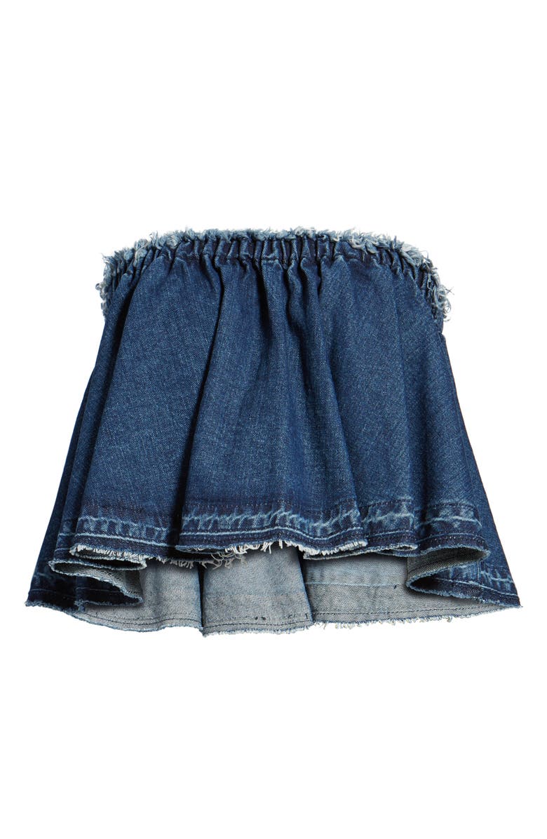 J.O.A. Ruffle Strapless Denim Top, Alternate, color, 