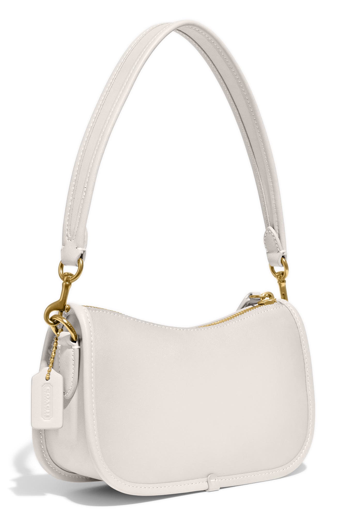 COACH Swinger Glovetanned Leather Shoulder Bag, Alternate, color, Chalk