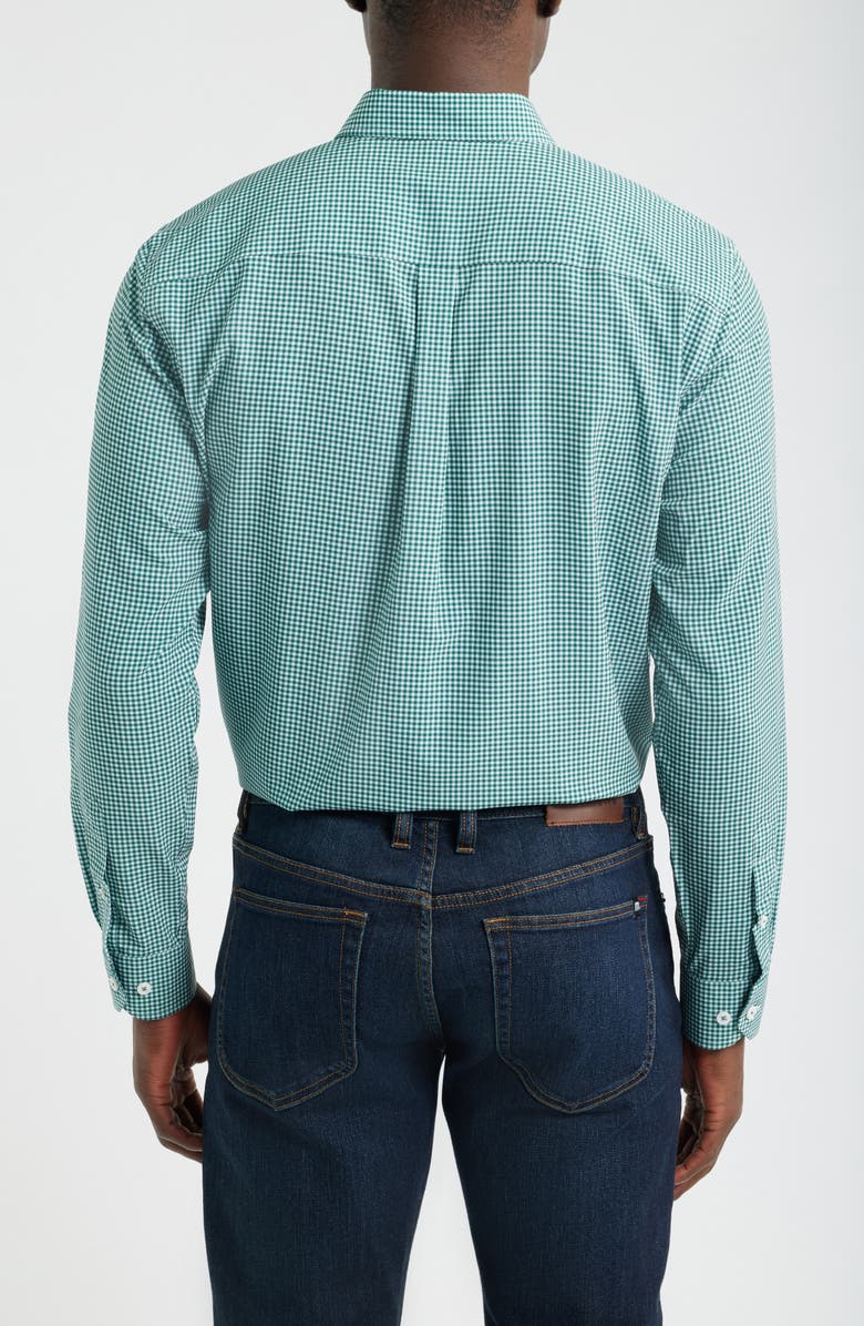 Johnston & Murphy XC+<sup>™</sup> Performance Game Day Gingham Button-Up Shirt, Alternate, color, Green