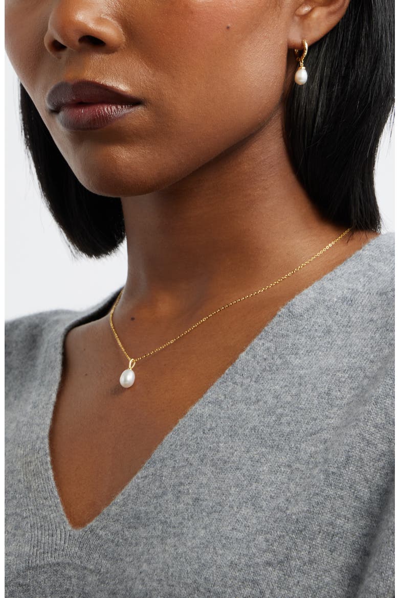 Demi Fine Freshwater Pearl Pendant Necklace, Alternate, color, WHITE- 14K GOLD PLATED