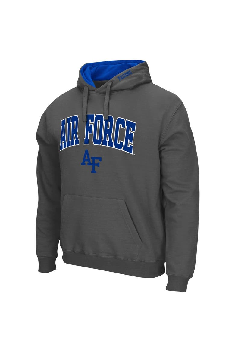 Men's Colosseum Charcoal Air Force Falcons Arch & Logo 3.0 Pullover Hoodie, Alternate, color, Charcoal