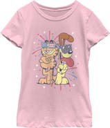 Garfield Girl's Garfield Patriotic Cat and Dog Celebration Graphic T-Shirt