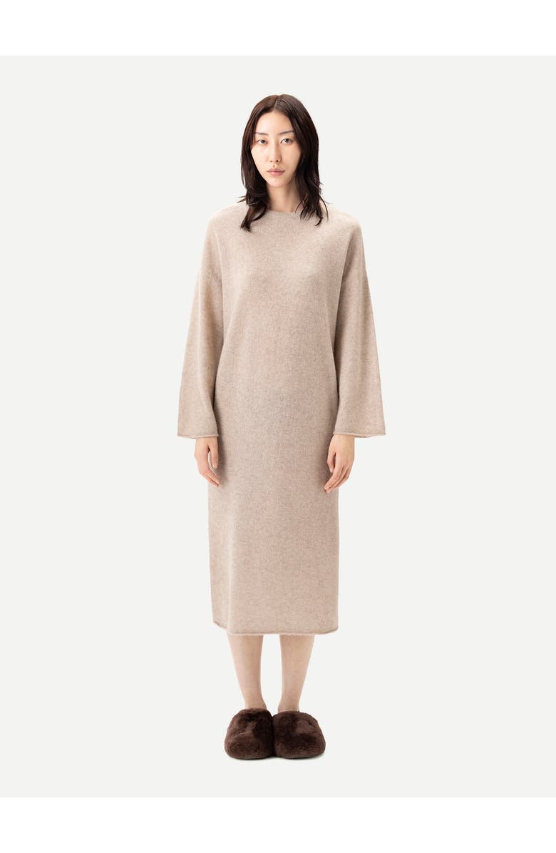 Gobi Cashmere Long Cashmere Sweater Dress, Alternate, color, Warm Grey