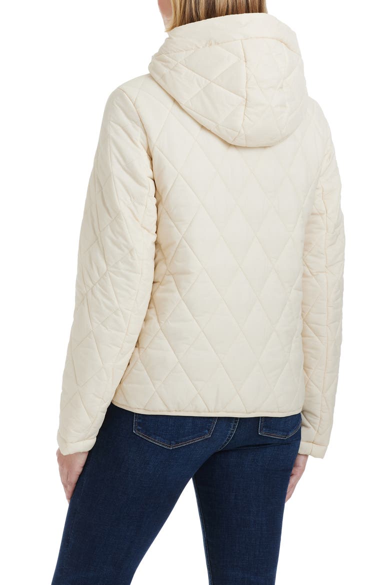 Water Resistant Hooded Quilted Jacket, Alternate, color, BONE