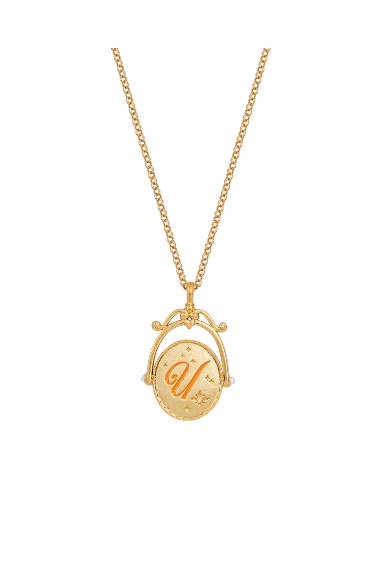U Initial Ursinia Gold Spinner Chain Necklace, Main, color, Gold