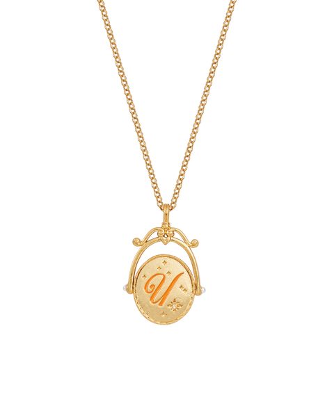 U Initial Ursinia Gold Spinner Chain Necklace