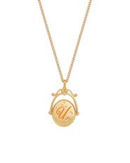 Fable England U Initial Ursinia Gold Spinner Chain Necklace