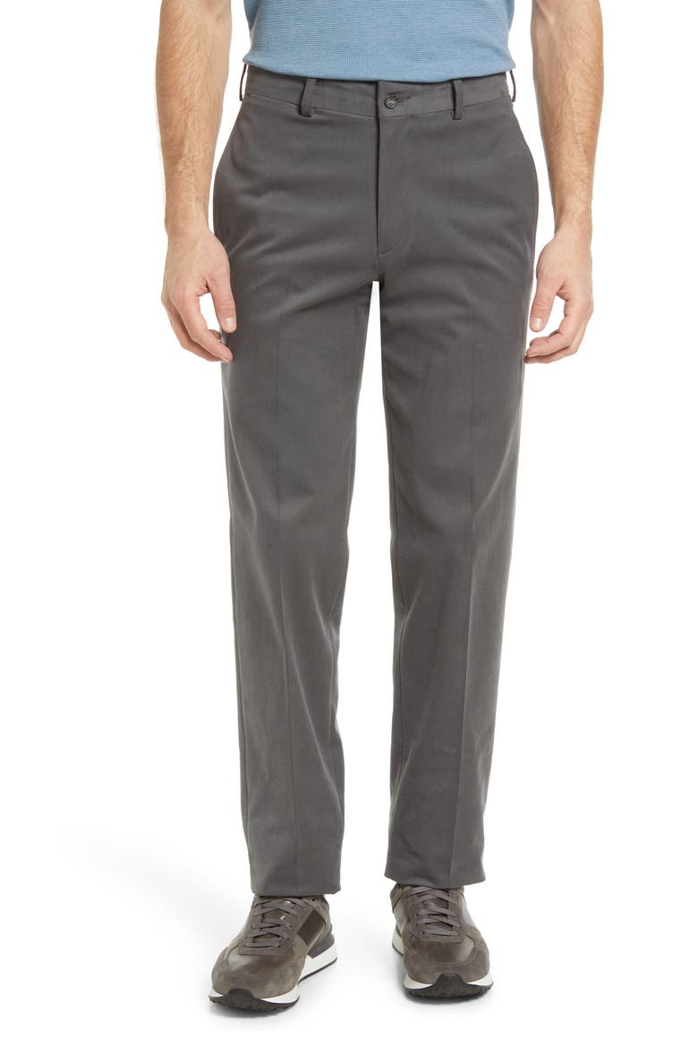 Charleston Khakis Flat Front Brushed Stretch Twill Pants, Main, color, GREY