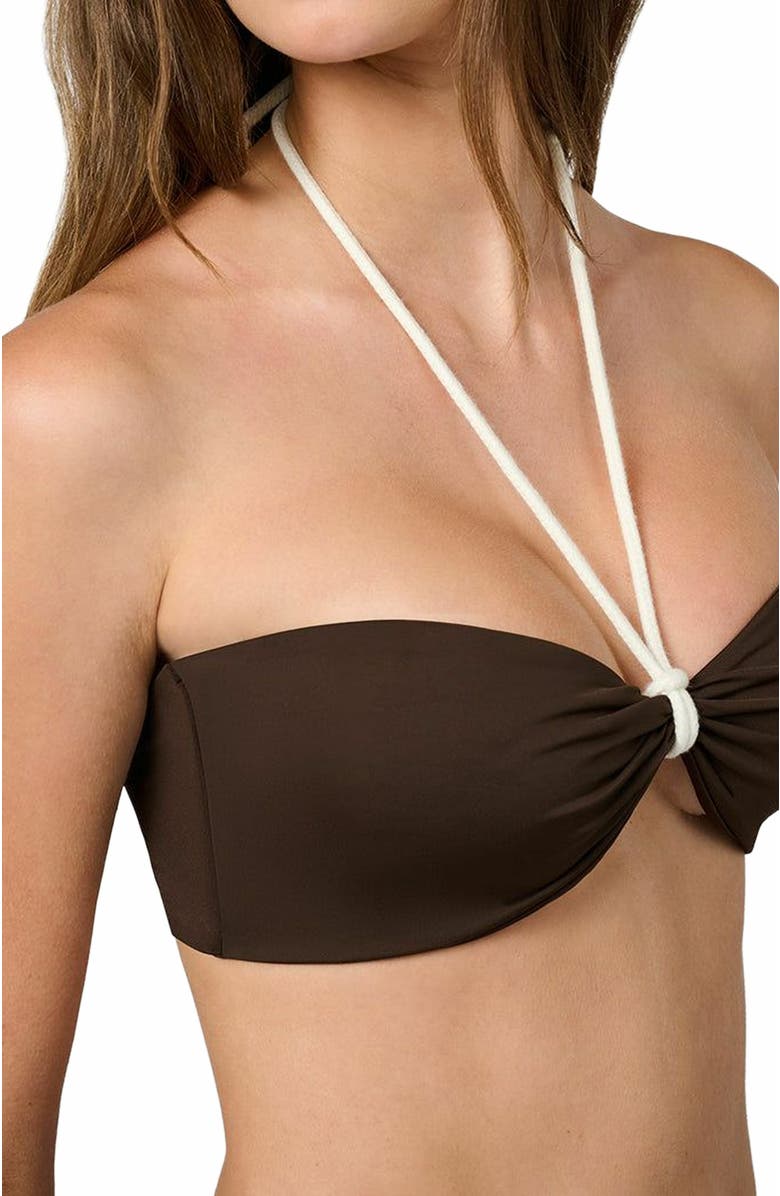 WeWoreWhat Rope Tie Halter Bikini Top, Alternate, color, Mahogany