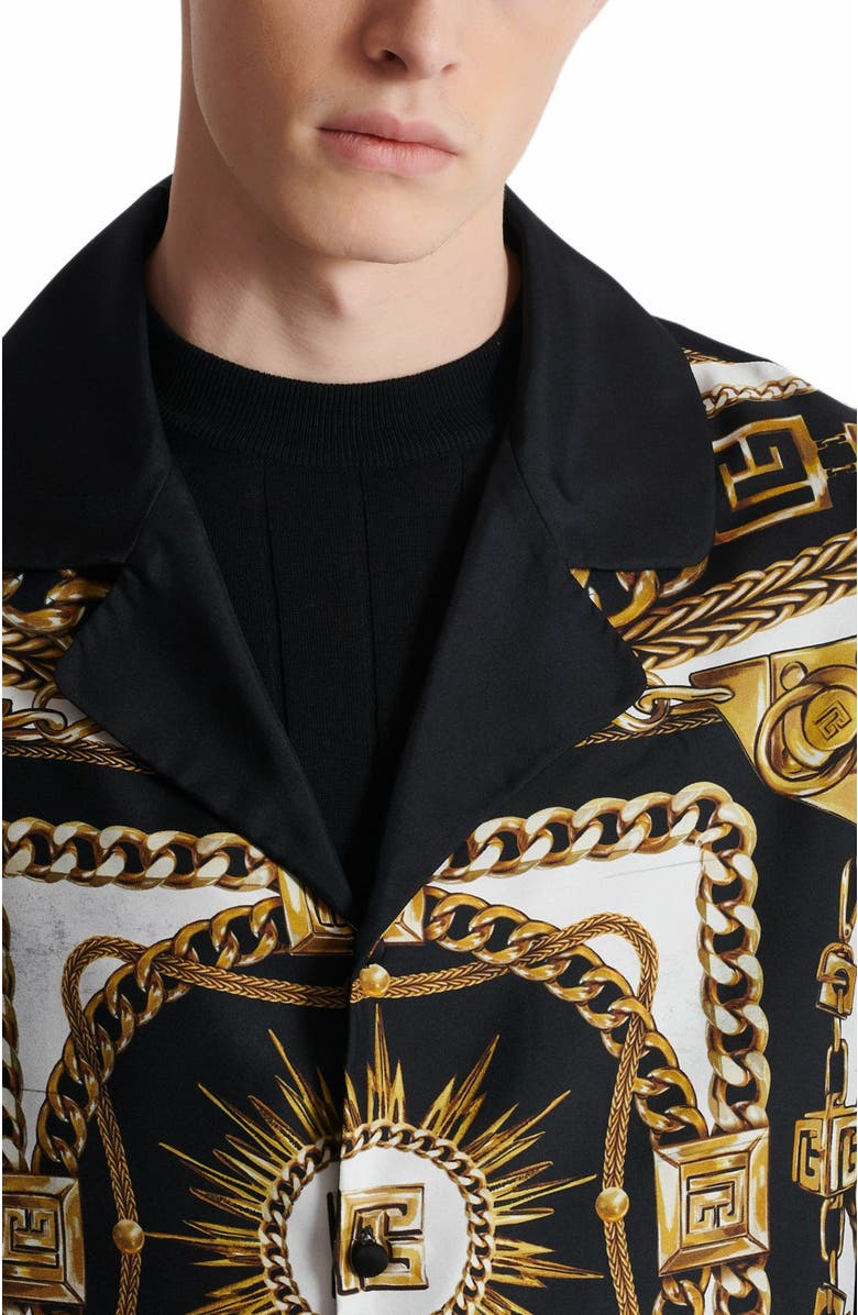Balmain Printed Pyjama Shirt With Foulard Chaînes Pattern, Alternate, color, Multicolor