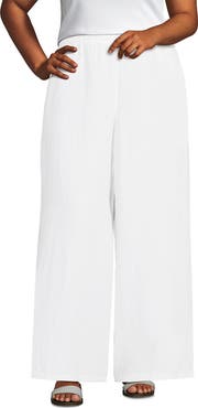 Lands' End Plus Size Linen High Rise Palazzo Pants - Set Bottom