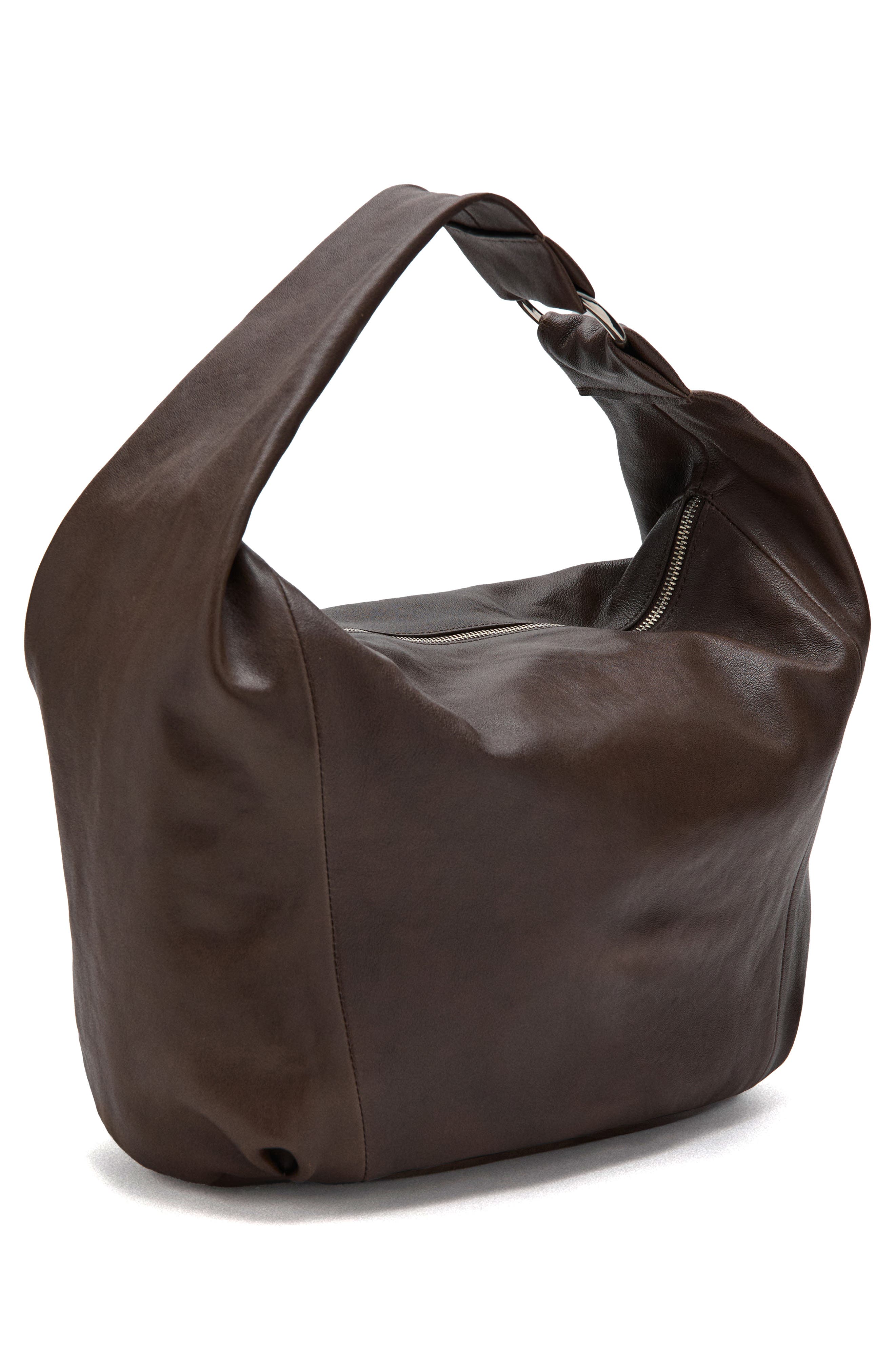MANGO Leather Shoulder Bag, Alternate, color, Chocolate
