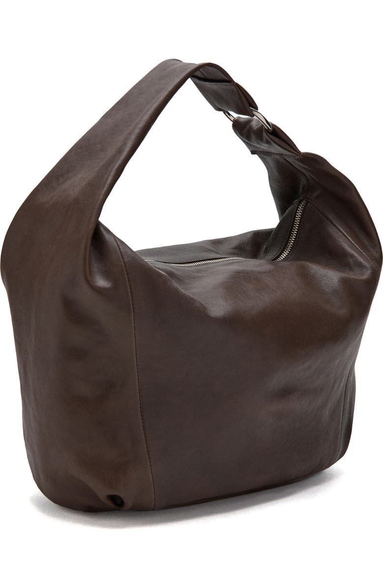 MANGO Leather Shoulder Bag, Alternate, color, Chocolate