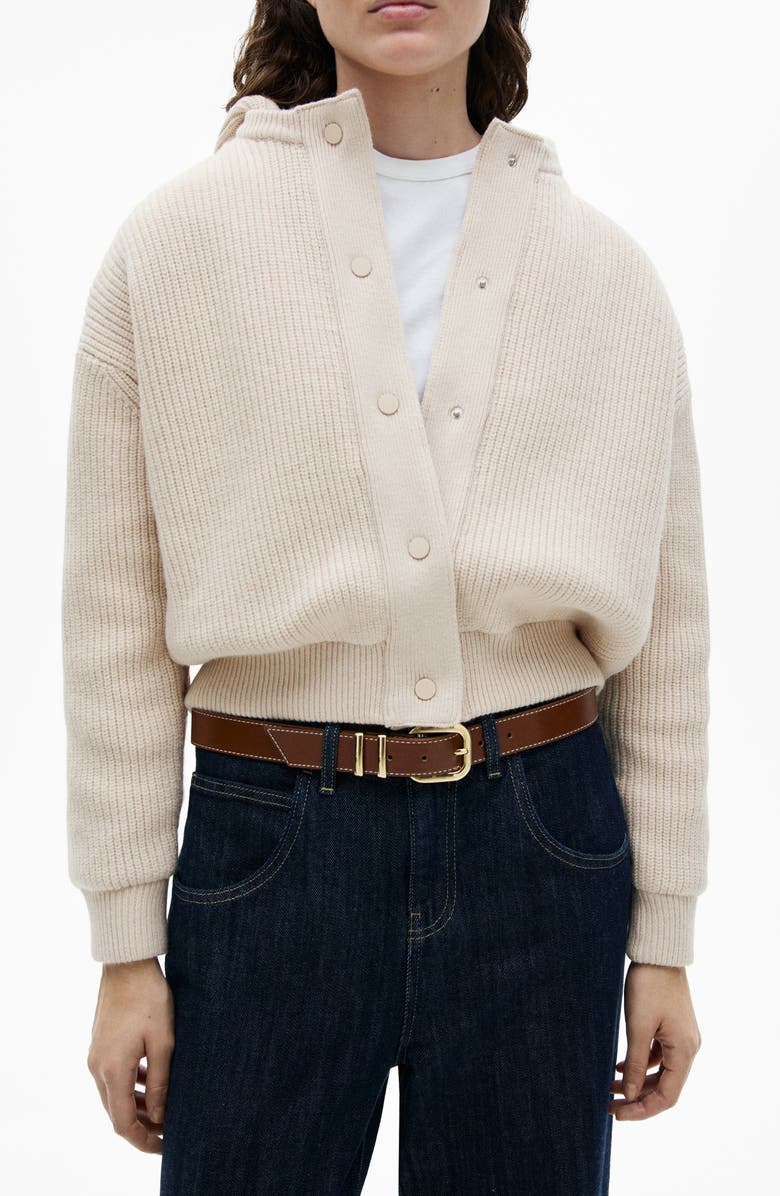 MANGO Hooded Knit Jacket, Main, color, 