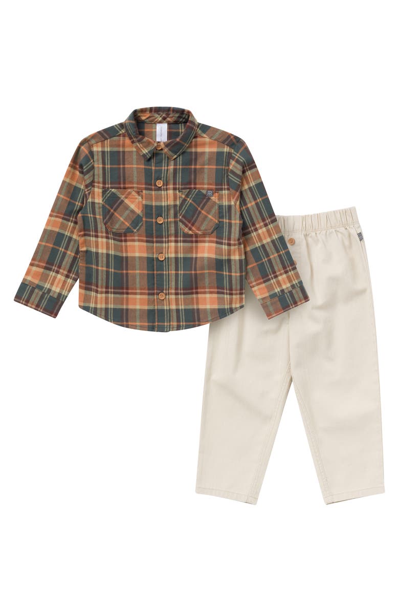 Modern Moments<sup>™</sup> by Gerber Button Down Plaid Shirt and Pant Set, Alternate, color, Brown Plaid